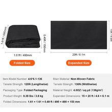 15 x 20' Ft Non Woven Geotextile Fabric for Landscaping 4OZ Landscape Fabric French Drains Drainage Fabric Driveway Fabric GDF-4.6*6.1-136