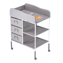 Multi-Functional Baby Changing Table with Drawers Portable Diaper Station with Wheels Adjustable Height & Storage Organizer (Gray)