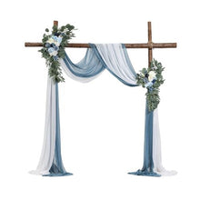 21' Ft Blue and White Wedding Arch Draping Fabric Reception Backdrop Wedding Decoration Artificial Wedding Arch Flowers Kit XH-HQ06 (Pack of 4)