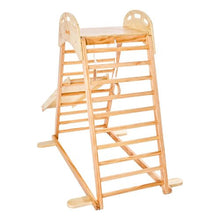 4-in-1 Wooden Indoor Jungle Gym, Montessori Climber Playset with Slide, Rock, Ladder & Gym Rings
