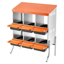 6-Compartment Chicken Nesting Box Roll-Away Egg Box with Legs Steel & Plastic for Hens(Orange)