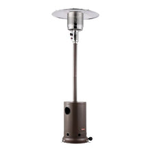 50,000 BTU Propane Patio Heater Hammered Metal Round Table & Wheels Bronze