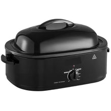 18QT Electric Roaster Oven, 1450W Metal Self-Basting Lid Defrost & Warm Functions Removable Pan & Rack (Black)