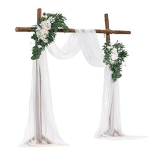 21' Ft White Wedding Arch Draping Fabric Reception Backdrop Wedding Decoration Artificial Wedding Arch Flowers Kit XH-HQ03 (Pack of 4)