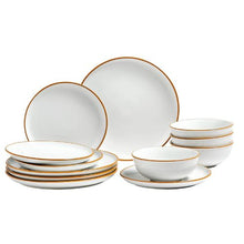 White Dinnerware Set Ceramic Plates and Bowls Sets HLSS-01 (Pack of 12)