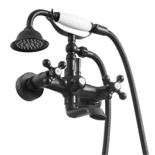 Clawfoot Tub Faucet Wall-Mount Bathtub Filler with Handheld Shower Matte Black Adjustable Arms & 360° Spout
