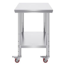 36 X 24 In Stainless Steel Work Table with 4 Wheels  for Commercial Kitchen Restaurant GZT90X60L