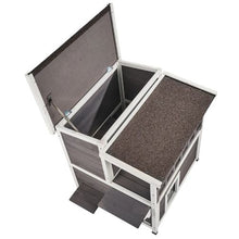 Weatherproof 2-Story Outdoor Cat House with Balcony PVC Door Flaps Open Roof 30"L x 30"W x 32"H