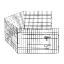 Dog Playpen 24" 4-Panel Foldable Metal Fence with Door & Pad (Black)