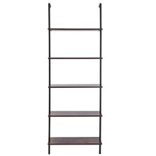 5-Tier Ladder Shelf 24 x 11.8 Inch Wall-Mounted Bookshelf with Metal Frame (Black)