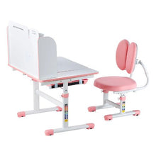 Kids Study Desk & Chair Set with Storage Adjustable & Tilt Desktop (Pink)