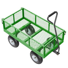 900 LBS Steel Garden Cart Heavy-Duty Wagon with 10" Tires & Removable Mesh Sides