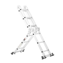 7-in-1 Folding Ladder 12 FT Adjustable Extension Ladder A-Frame Telescoping Ladder 330 LB Capacity