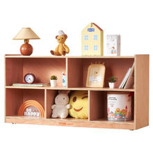 5-Compartment Cubby Mobile Tray Storage Cabinet 2-Shelf Classroom Cubbies (Natural)