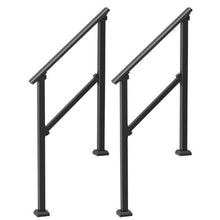 2-3 Steps Black Outdoor for Seniors Porch Deck Handrails FG-23-2 (2 PCS)