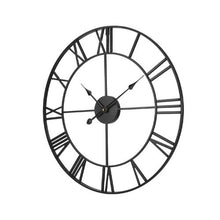 Wall Clock 24" Roman Numeral Wall Clock, Silent Battery Operated Round Clock (Black)