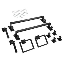 Matte Black 10-Piece Bathroom Hardware Set 2 x 24-in Towel Bars 2 Towel Racks 4 Robe Hooks 2 Toilet Paper Holders Wall Mounted