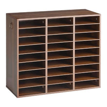 Wood Literature Organizer 27 Compartments Adjustable Shelves Countertop File Sorter (Brown)
