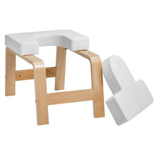 Yoga Headstand Bench – 300lbs Capacity Inversion Chair with Wood Frame & PU Pad for Balance Training Fatigue Relief (White)