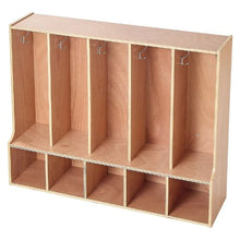 Wooden Kids Coat Locker with 10 Hooks & Storage Cubbies Natural