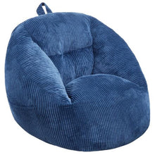 3ft Memory Foam Bean Bag Chair with Armrests & Pocket Teddy Velvet Cover (Blue)