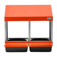 2-Compartment Chicken Nesting Box Wall-Mount Roll-Away Egg Laying Box Galvanized Steel & Plastic Easy Egg Collection for Chickens (Orange)