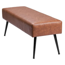 PU Leather Bedroom Bench with Metal Legs Upholstered Shoe Bench Stitched Design (Brown)