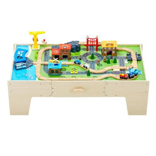 50x25x15.5 Inch Wooden Train Table with Large Storage Drawer – 3-in-1 Toy for Kids 3+