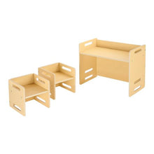 Montessori Toddler Table and Chair Set with 2 Chairs Adjustable Height Natural