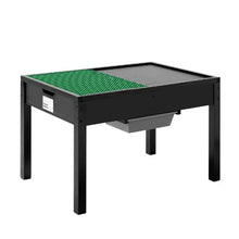 3+ aged Kids Wooden Activity Table Double-Sided Blocks Table with Storage Black for Kids with Building Blocks