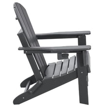 Set of 2 Plastic Adirondack Chairs with Cup Holder Folding All-Weather Outdoor Fire Pit Chairs Ergonomic Armrest Design (Gray)