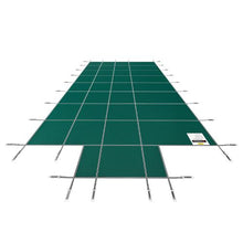 16x32 ft Pool Safety Cover with 4x10 ft Center End Step Mesh Winter Cover Green