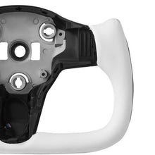 Tesla Model 3 Steering Wheel 2016–2023 Carbon Fiber Flat-Bottom Design Heated Leather Grip (White)