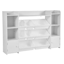 Kids Cubby Storage Cabinet with Bookshelf (White)