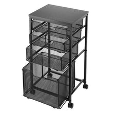 Rolling File Cart 4-Tier Filing Cabinet with Wheels 45 LBS Capacity (Black)