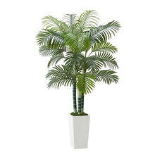 6.5 ft Artificial Areca Palm Tree with White Tall Planter for Home Office Living Room