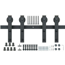 8FT Sliding Barn Door Hardware Kit 330LB Heavy Duty Double Door Track Smooth & Silent J-Shape Rollers Fits 1.3"-1.8" Thick Doors