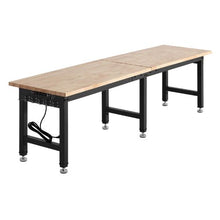 96 x 24-Inch Adjustable Workbench 5000 LBS Oak Top 4 AC Outlets & 2 USB Ports Heavy-Duty Worktable