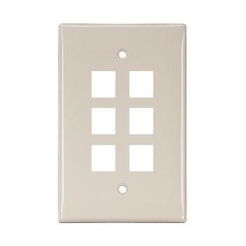 6-Port Midsize Single-Gang QUICKPORT Wallplate Light Almond 41091-6TN