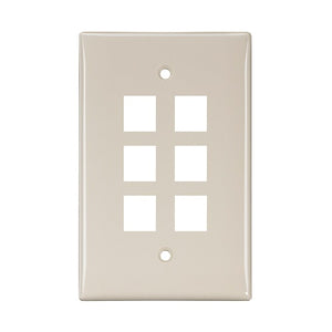 6-Port Midsize Single-Gang QUICKPORT Wallplate Light Almond 41091-6TN