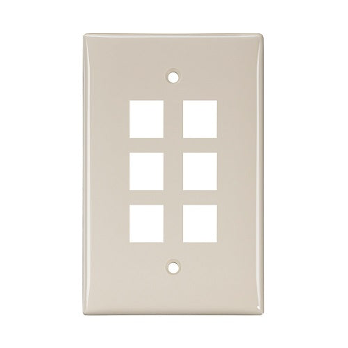 6-Port Midsize Single-Gang QUICKPORT Wallplate Light Almond 41091-6TN