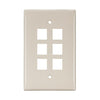 Leviton 6-Port Midsize Single-Gang QUICKPORT Wallplate Light Almond 41091-6TN