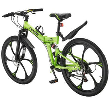 26-Inch Folding Mountain Bike Full Suspension 21-Speed Disc Brakes High Carbon Steel Frame