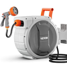 84 ft Retractable Garden Hose Reel 1/2" Wall-Mounted Hose Reel with 9-Pattern Nozzle & 180° Swivel Bracket