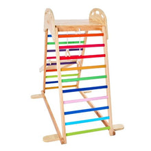 4-in-1 Wooden Indoor Jungle Gym, Montessori Playset with Climbing Rock, Slide & Gym Rings