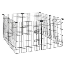 Dog Playpen 30" 8-Panel Foldable Metal Fence with Door & Top Cover (Black)