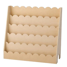 5-Tier Montessori Bookshelf Scalloped Front Facing Toddler Bookcase with Dual Hooks