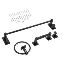 Matte Black 4-Piece Stainless Steel Bathroom Hardware Set, 24-inch Towel Bar Towel Ring, Robe Hook Toilet Paper Holder Wall Mounted