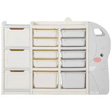 Elephant-Shaped Toy Organizer with Movable Bins