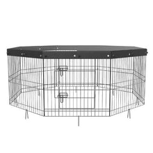 Dog Playpen 8-Panel Foldable Metal Fence with Cover & Stakes 24" H Indoor/Outdoor